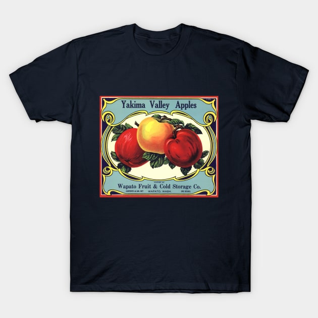 Vintage Yakima Valley Apples Fruit Crate Label T-Shirt by MasterpieceCafe